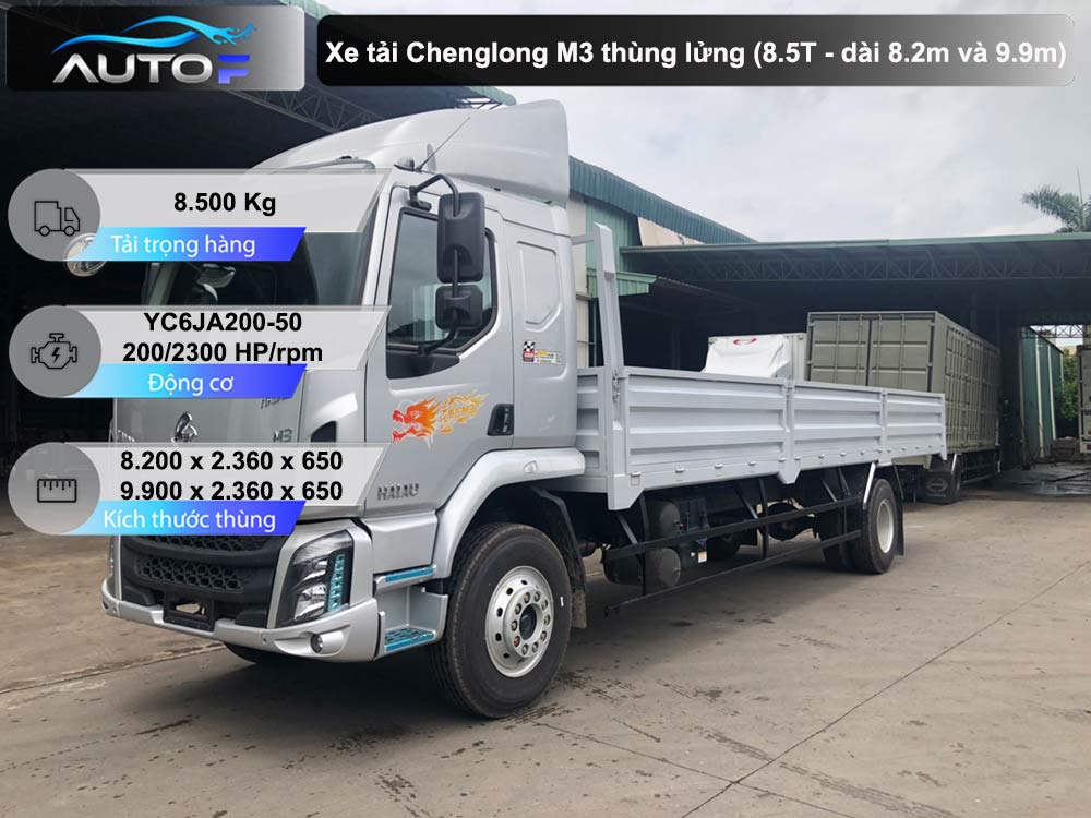 Xe tải Chenglong M3 thùng lửng 8.5 tấn dài 8.2 mét và 9.9 mét